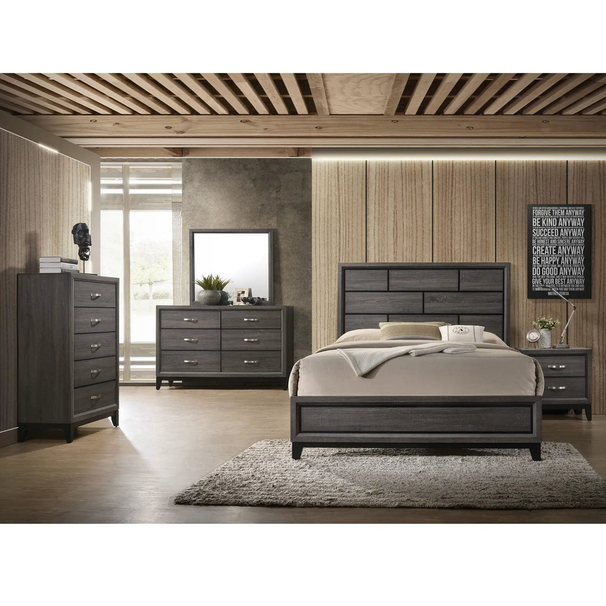 Contemporary 5 Drawer Tall Chest | Neutral Finish | Five Storage Drawers | Bedroom Furniture