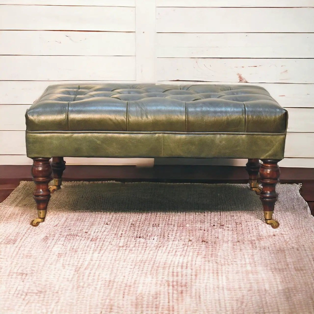 Buffalo Ottoman With Castor Legs | 7 Pieces | Mango Wood | Living Room