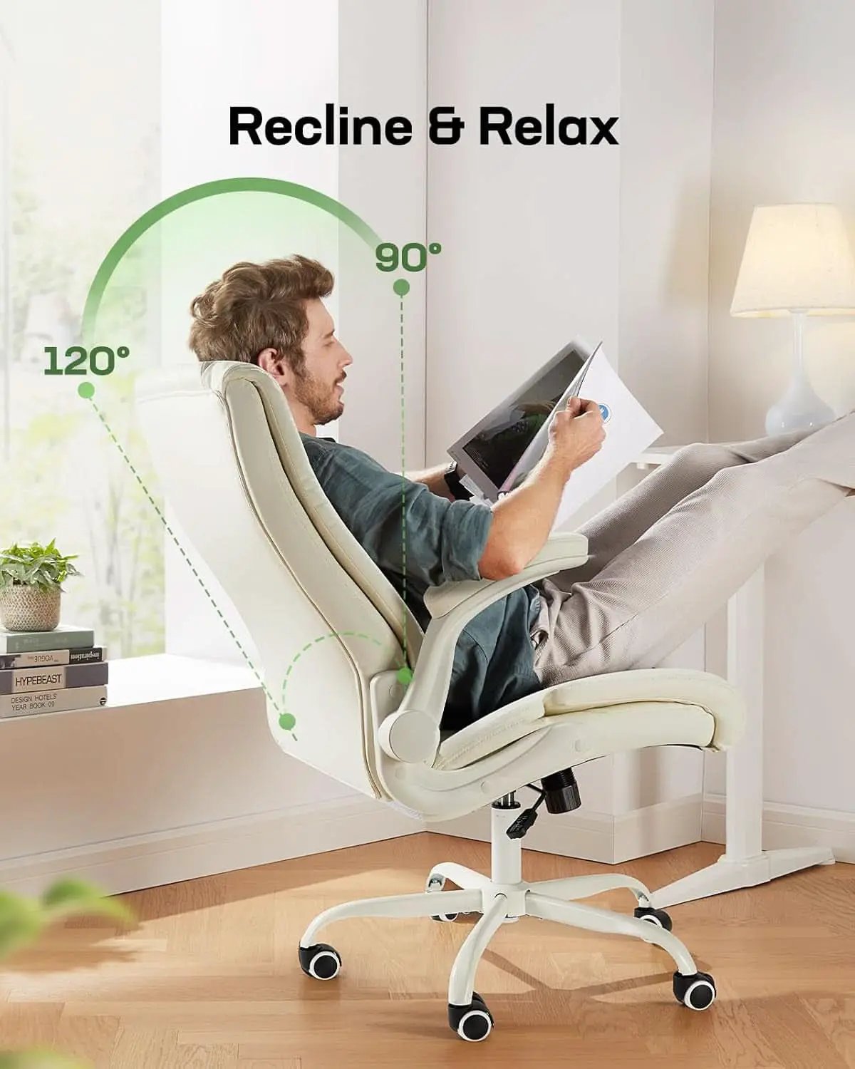 PU Leather Executive Office Chair With Flip Up Armrests from PriceLows™
