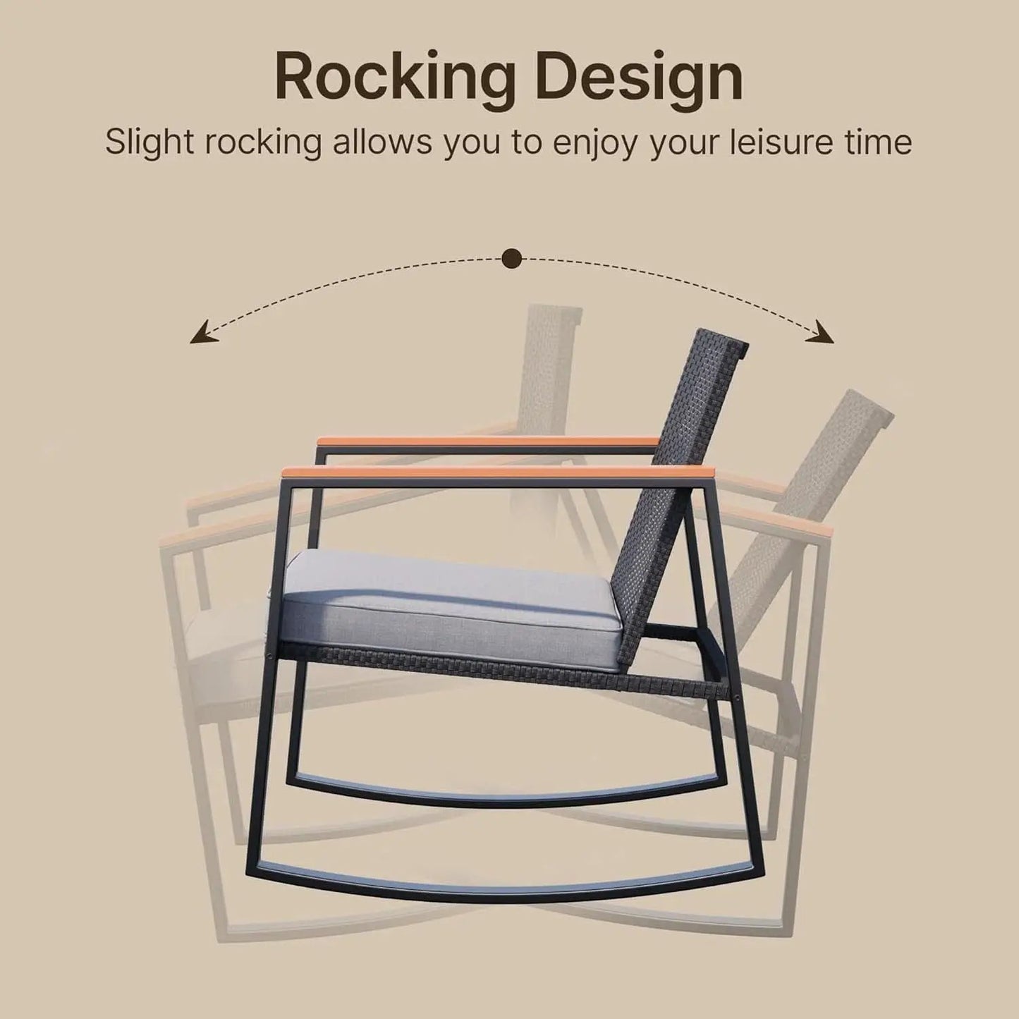 Outdoor Rocking Bistro Set With Cushions And Glass Table from PriceLows™