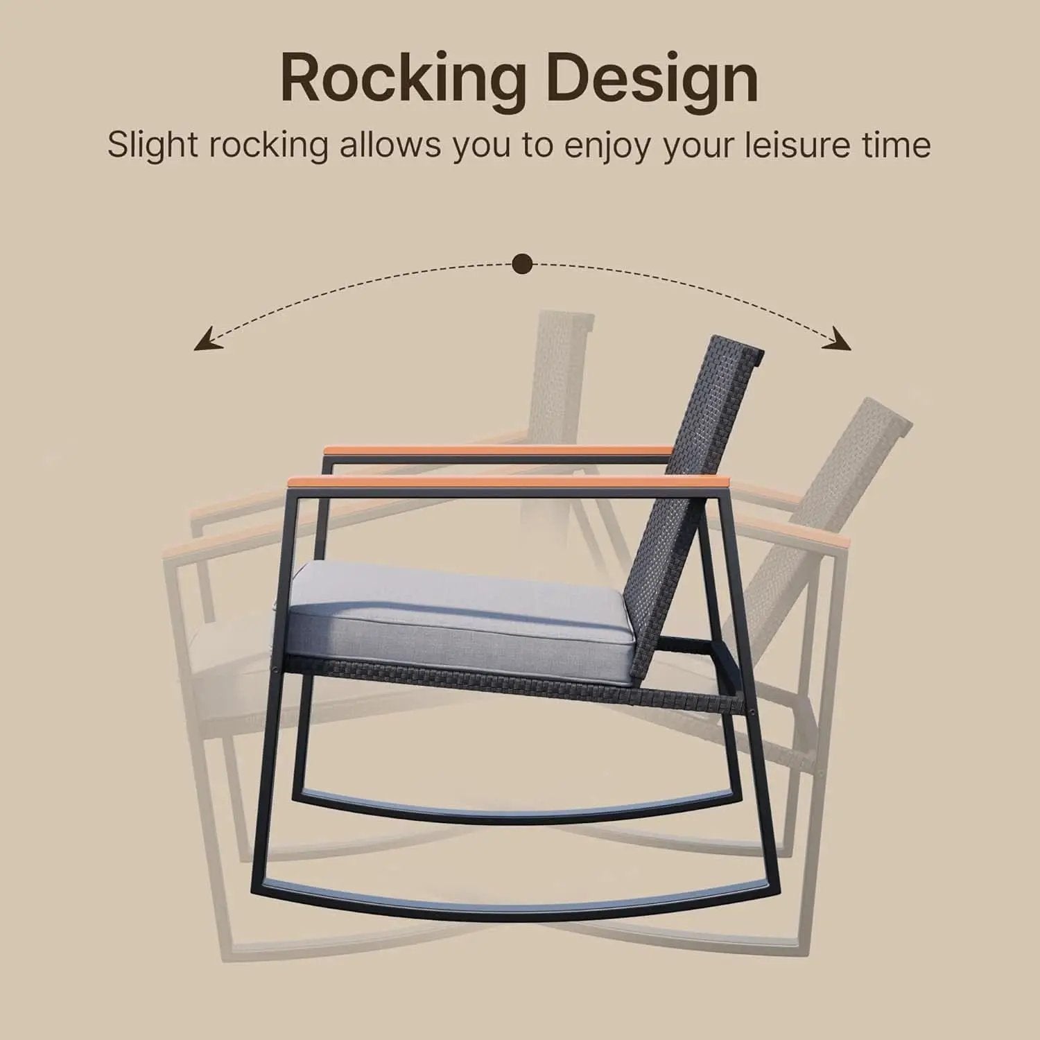 Outdoor Rocking Bistro Set With Cushions And Glass Table from PriceLows™