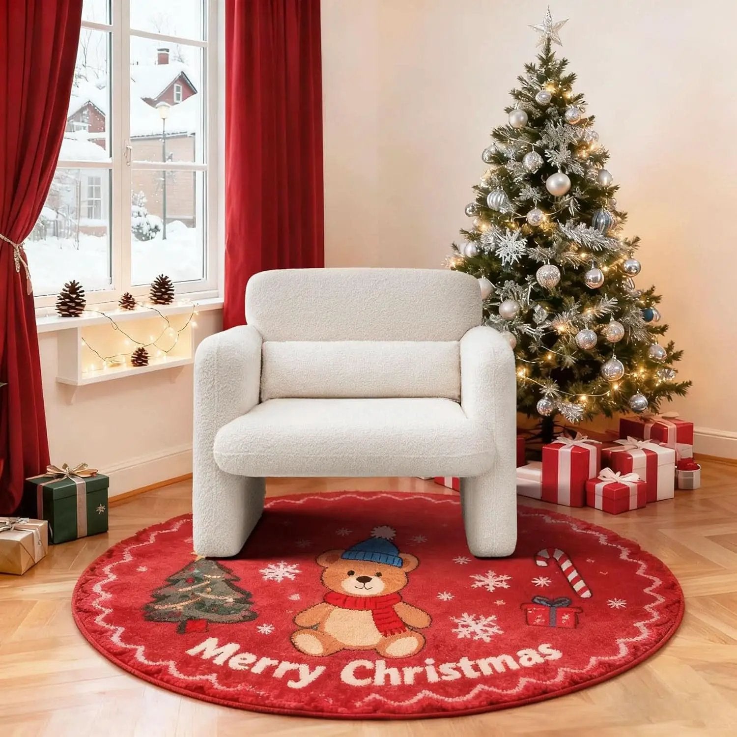 33Inch Sherpa Upholstered Accent Chair With Armrests from PriceLows™