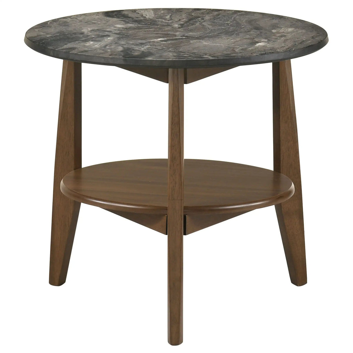 Bradley Round SmartTop End Side Table Smokey Grey and | 23.5 x 23.5 x 21.75 in | Rubberwood & Engineered Wood | Dark Brown