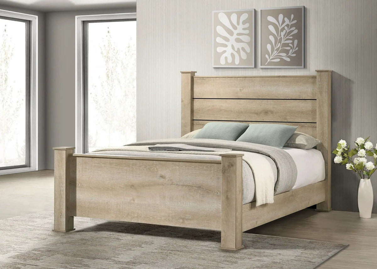 Oakglen 55-inch Queen Panel Bed Weathered | 64.5 x 92 x 55.25 in | Engineered Wood & Veneer | Oak
