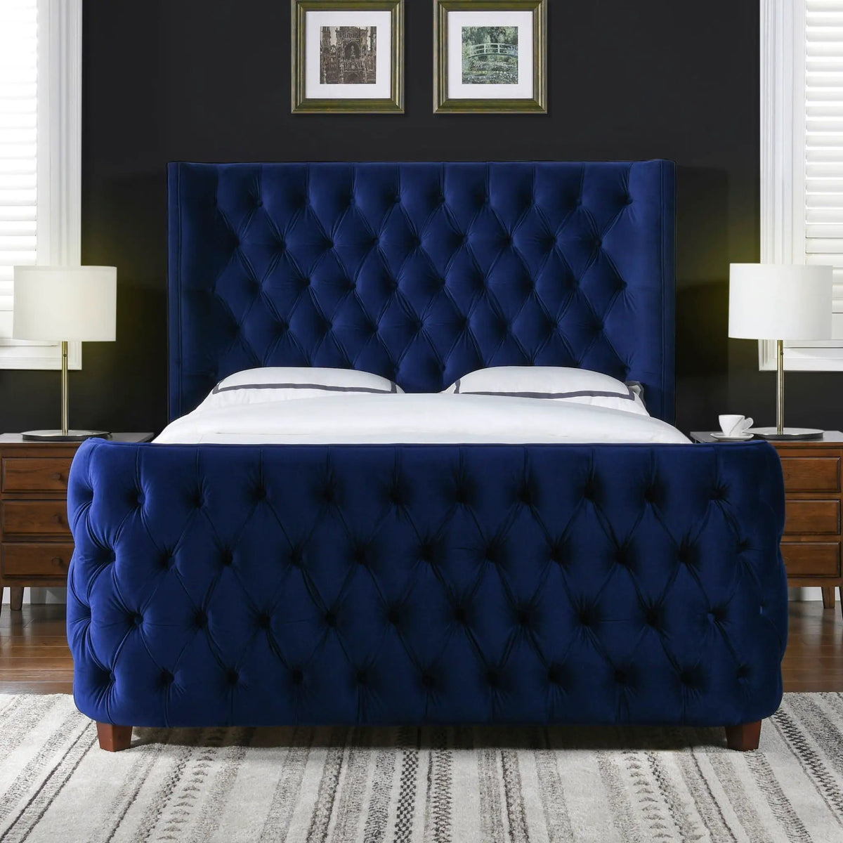 Brooklyn Tufted Panel Bed | Headboard And Footboard Set | Wingback Design | Diamond Tufting