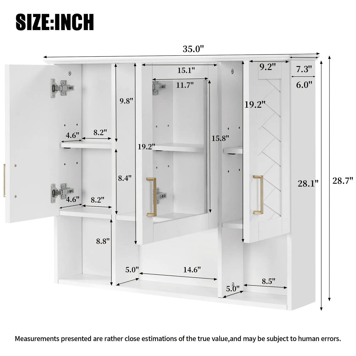 Modern Wall Mounted Medicine Cabinet With Adjustable Shelves, Soft Close Doors, High Define Mirror from PriceLows™