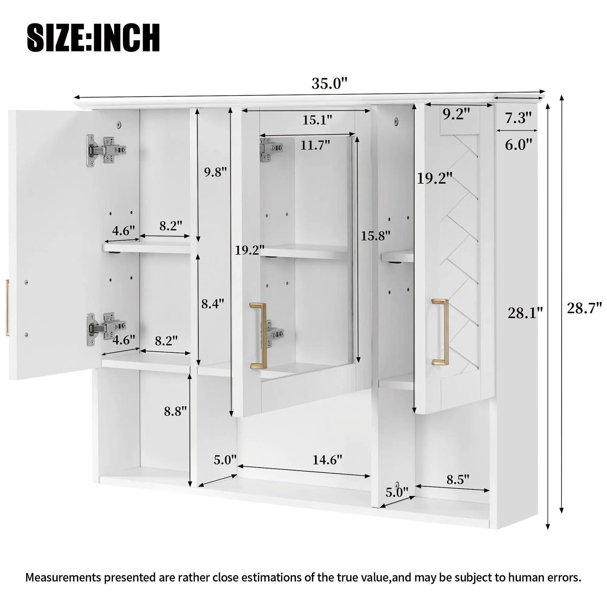 Modern Wall Mounted Medicine Cabinet With Adjustable Shelves, Soft Close Doors, High Define Mirror from PriceLows™