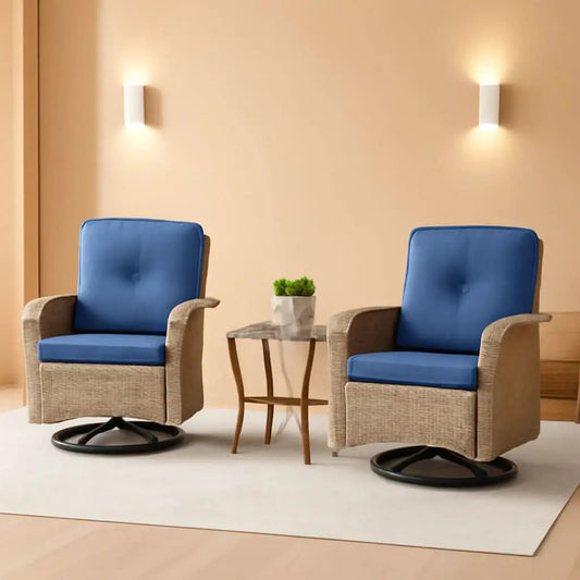 Patio Wicker Swivel Rocker Chairs Set Of 2 With Side Table from PriceLows™