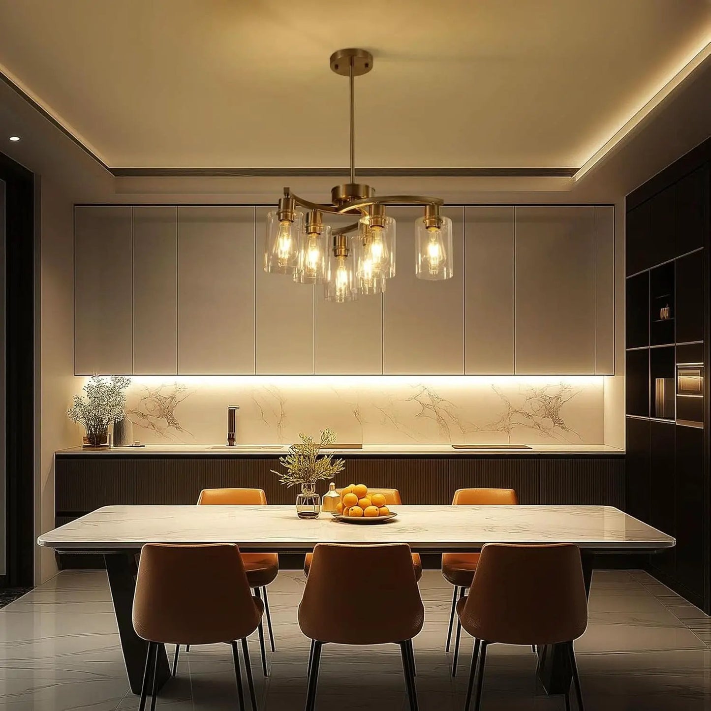 Brushed Nickel 6 Light Farmhouse Chandelier Pendant from PriceLows™