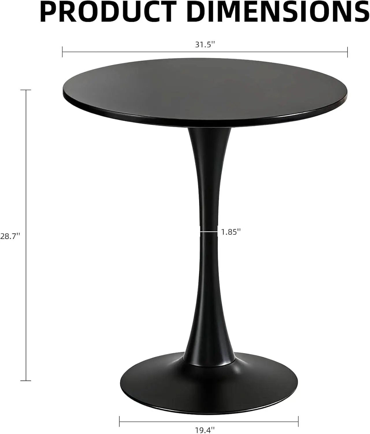 31.5 Inch Round Tulip Dining Table With Black Pedestal Base from PriceLows™