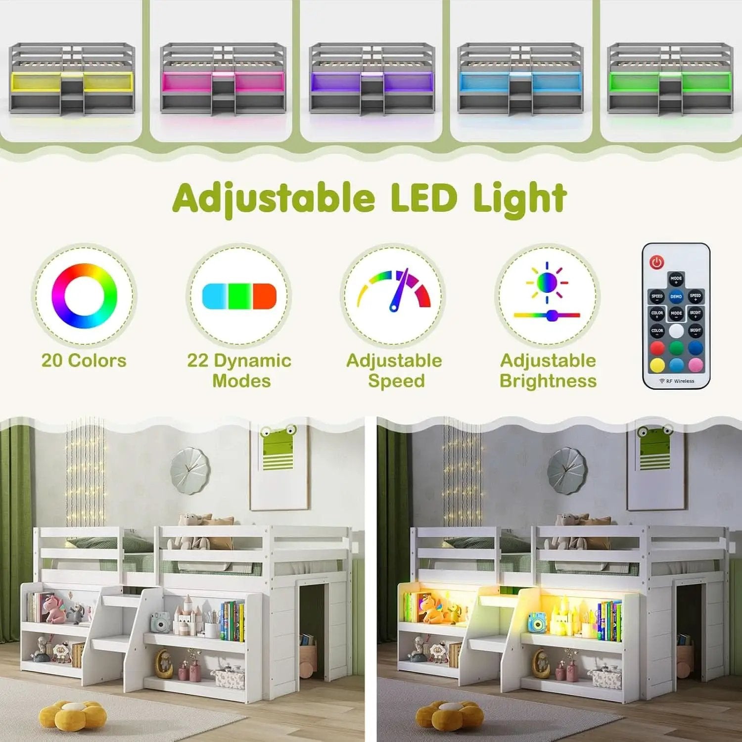 Twin Loft Bed With LED Lights And Durable Build Quality from PriceLows™