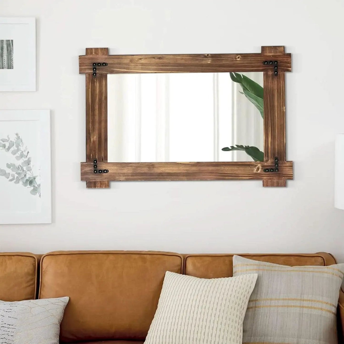 20x30 Rustic Wood Mirror For Bath With Black Metal Accents from PriceLows™