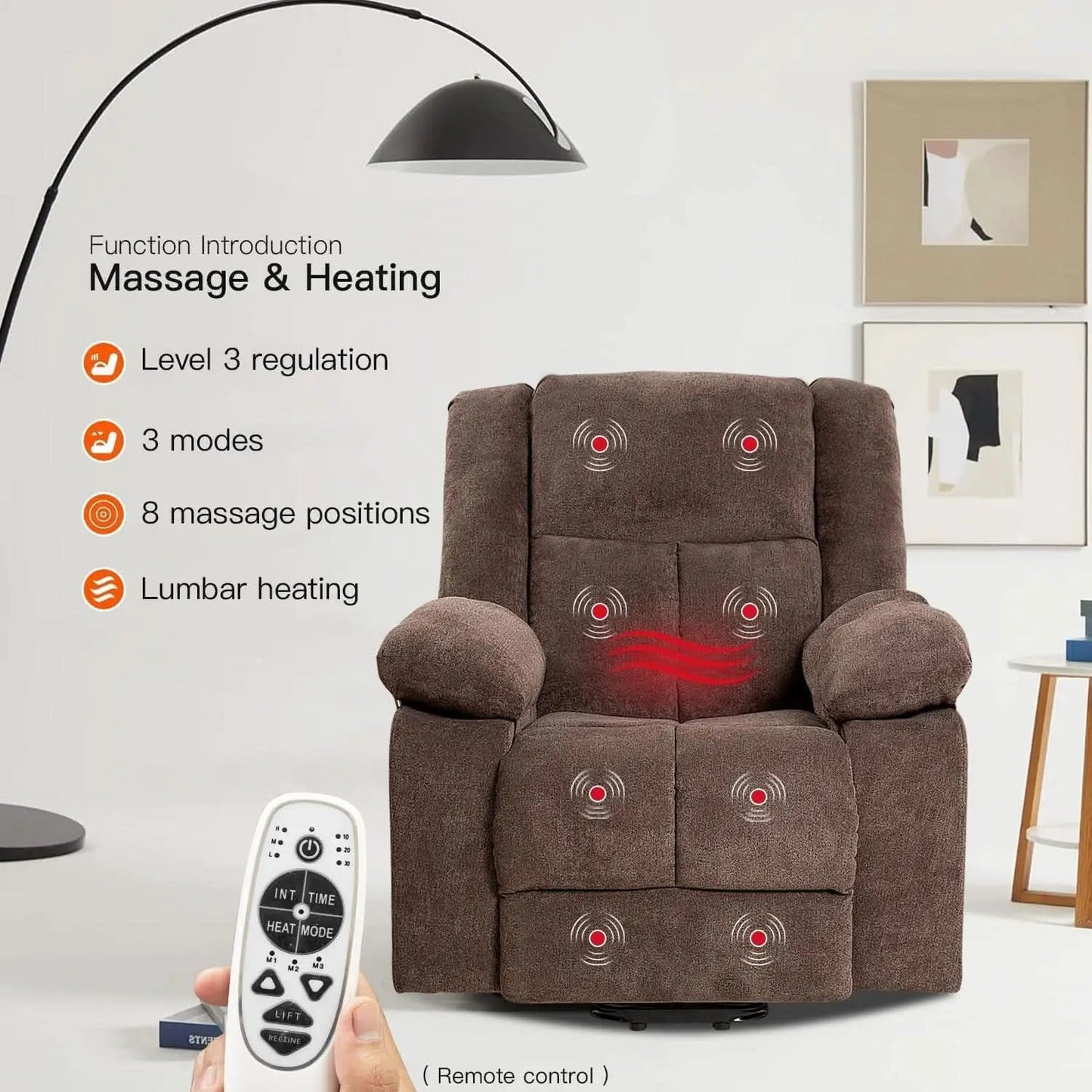 Electric Power Lift Recliner Chair With Massage And Heat from PriceLows™