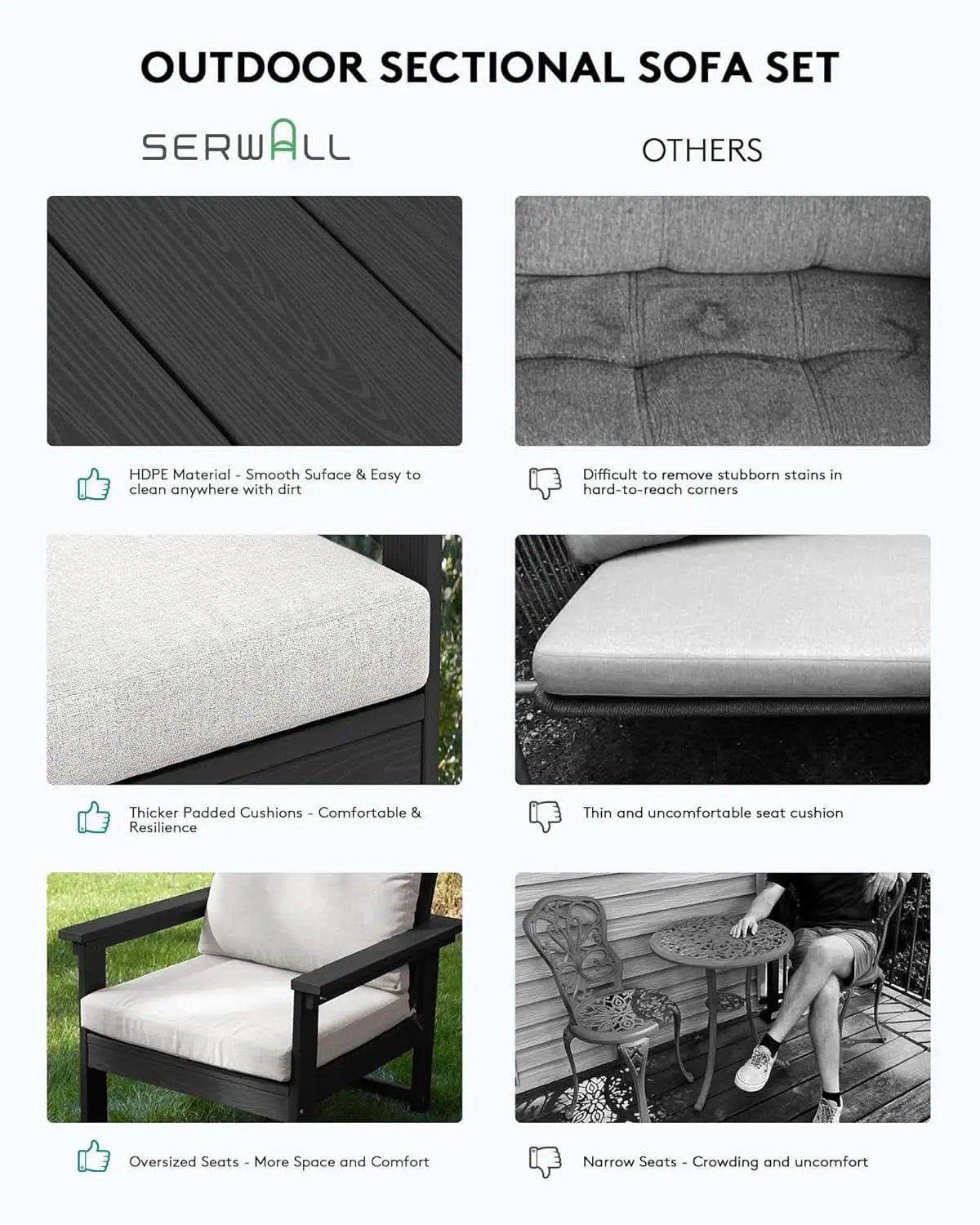 HDPE Outdoor Patio Furniture Set 7 Piece All Weather from PriceLows™