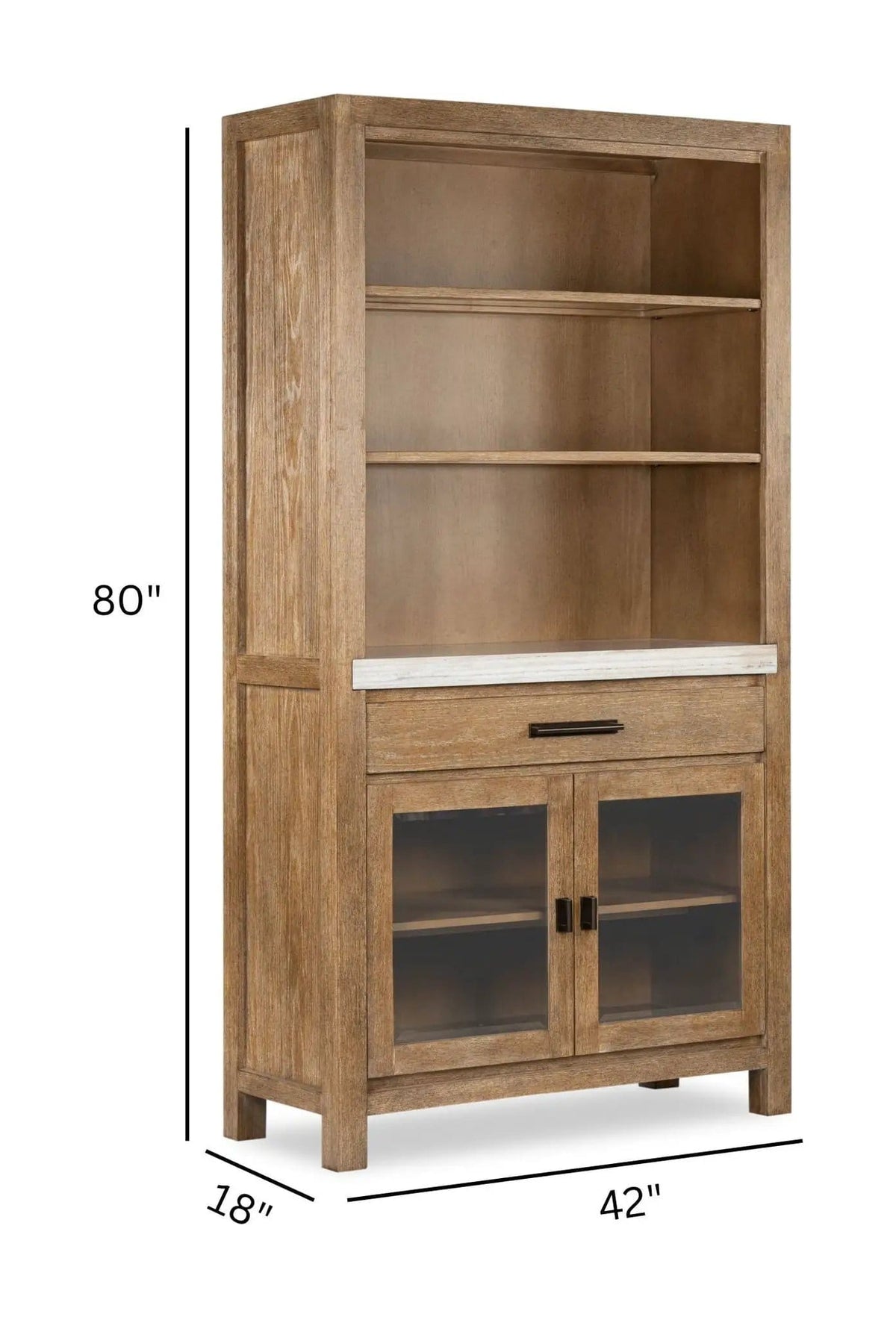Plum Creek Display Cabinet | 2 Pieces | Oak Veneer & Fabric | Home