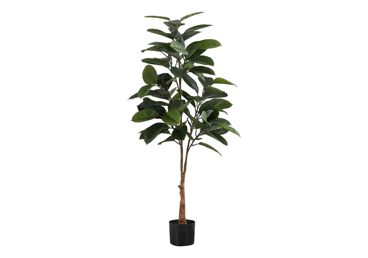 52 Inch Artificial Rubber Tree | 72 Real Touch Leaves | Indoor Faux Floor Plant | Potted