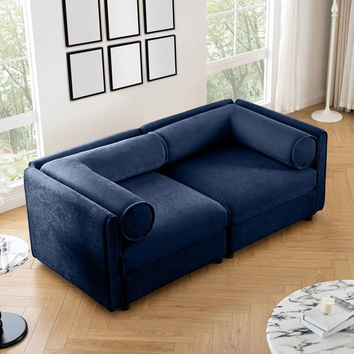 Stylish Sofa With Storage Seat And Cylindrical Backrest | Stationary Sofa | Living Room Furniture | Living Room