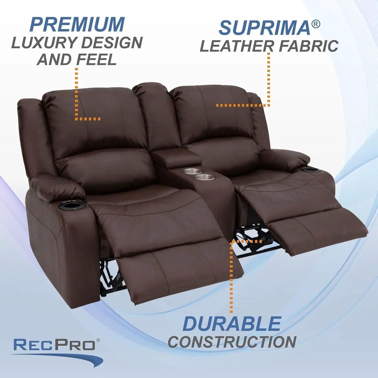 67 Inch Powered RV Wall Hugger Recliner Sofa Mahogany from PriceLows™
