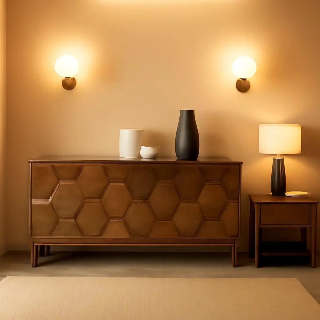 Walnut Mid Century Sideboard Buffet With Solid Wood Legs from PriceLows™