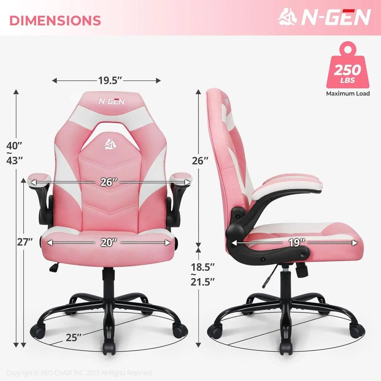 Pink Ergonomic Gaming Chair With Adjustable Lumbar Support from PriceLows™