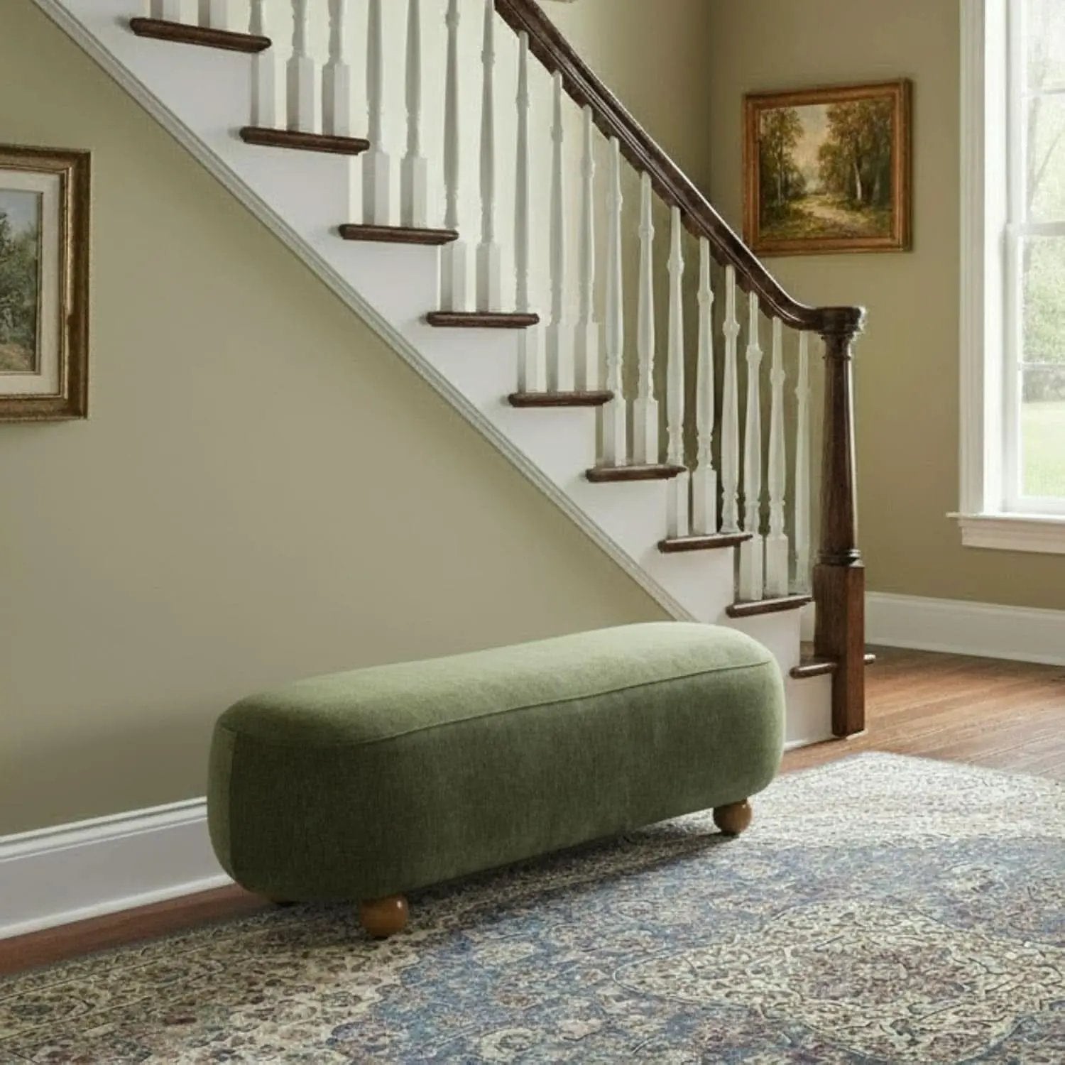 54-Inch Green Velvet EndOfBed Bench Cushioned Seat from PriceLows™