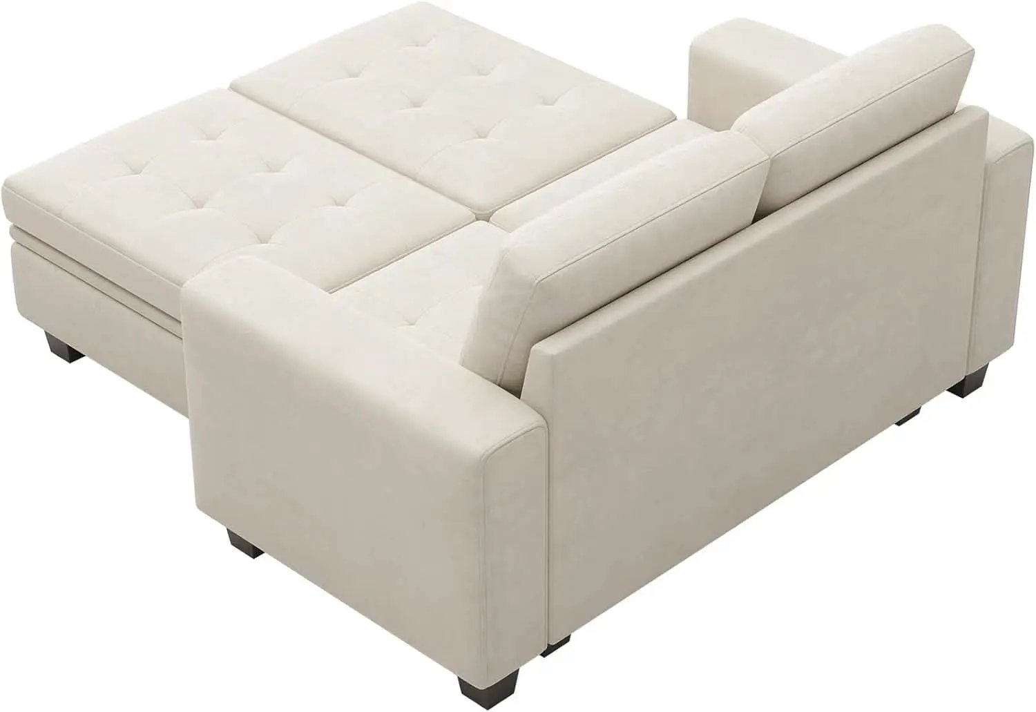 Beige Velvet Modular Sectional Sofa With Storage Sleeper from PriceLows™