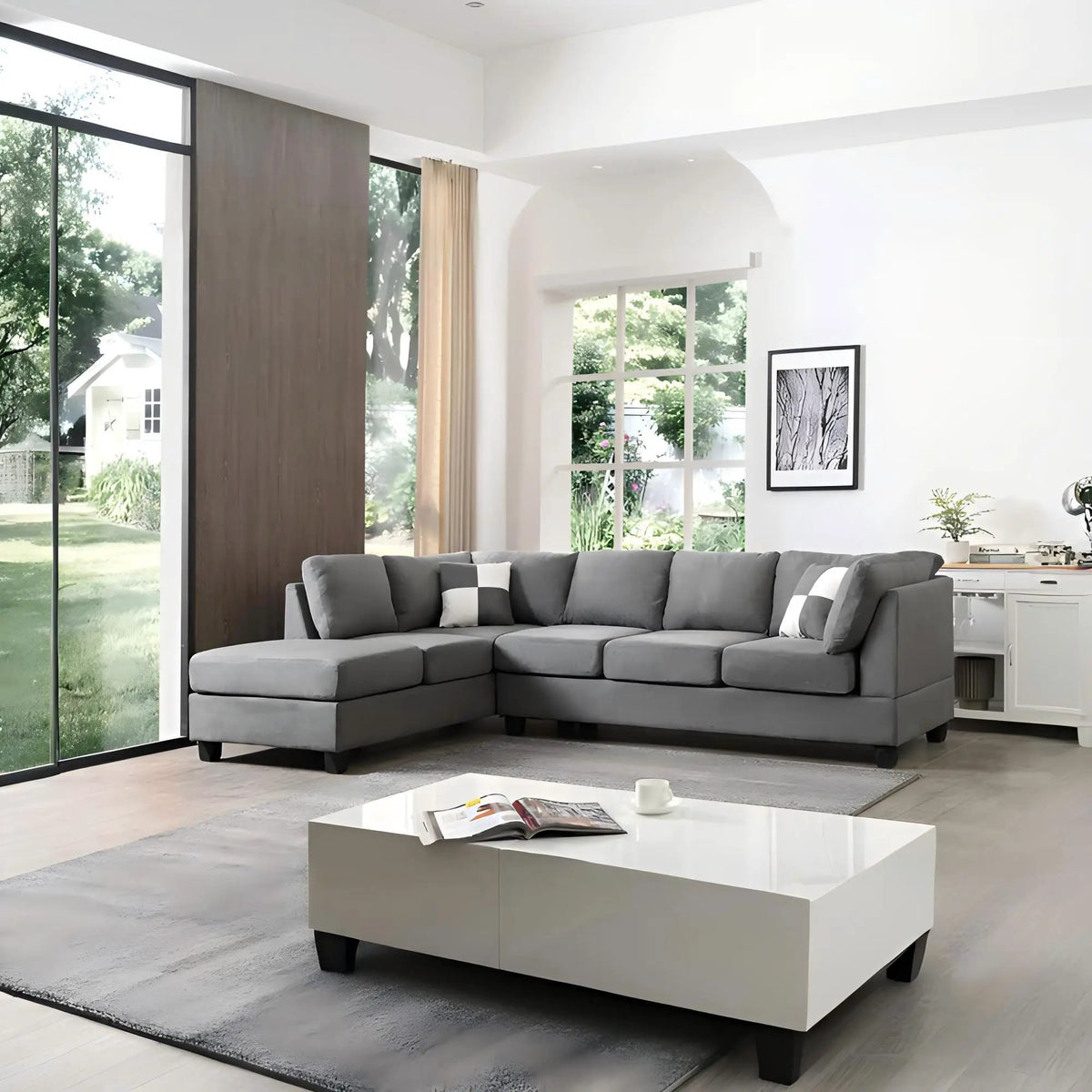 Malone Comfort Sectional | Pocketed Coil And Foam Seating | Removable Backs | 111 Inch Length