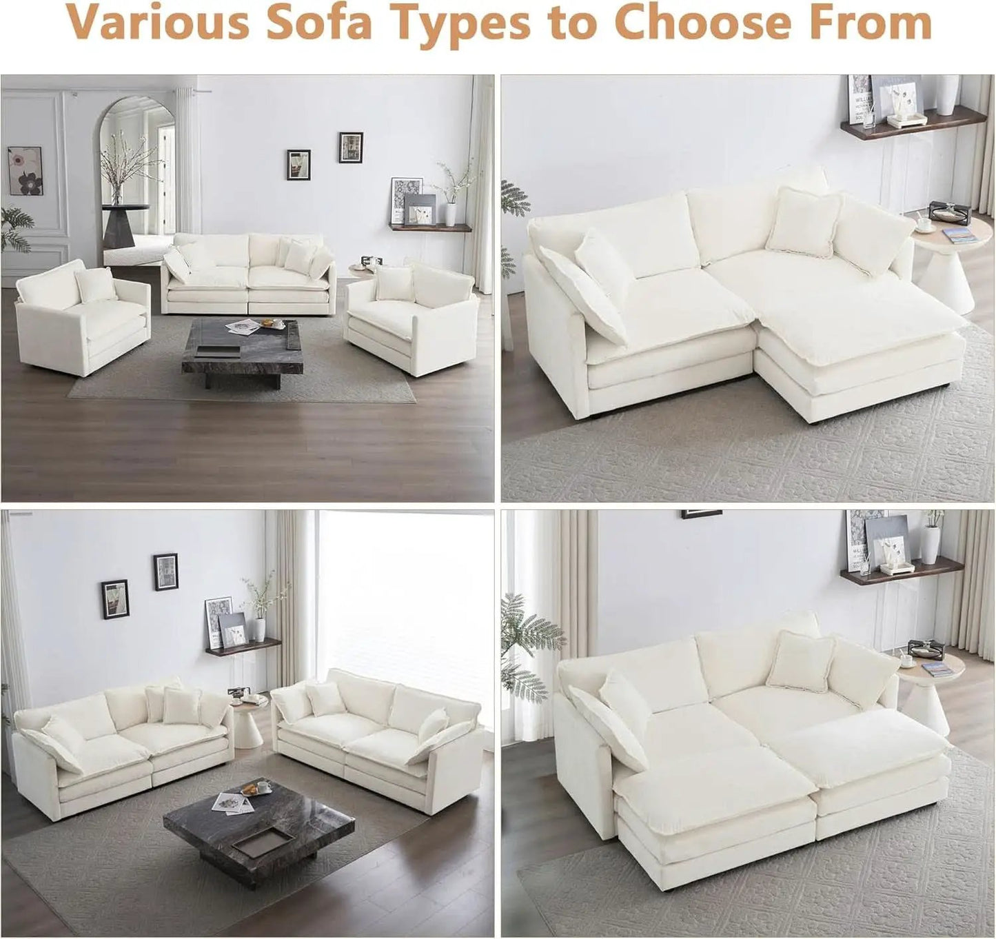 Beige 2 Piece Loveseat Armchair Set Chenille Upholstery from PriceLows™