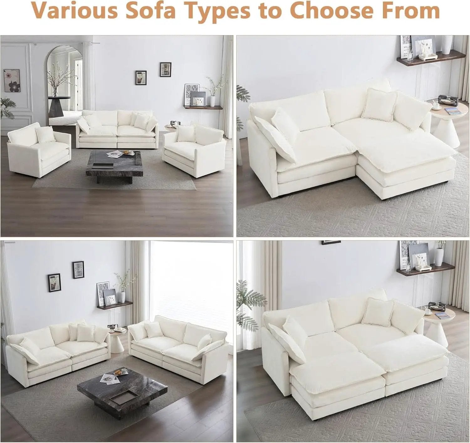 Beige 2 Piece Loveseat Armchair Set Chenille Upholstery from PriceLows™