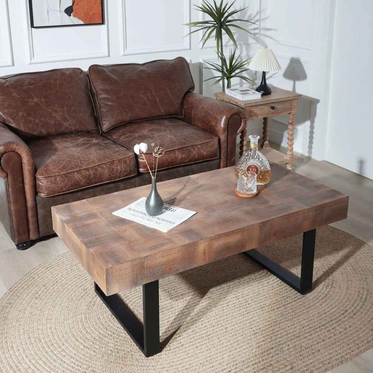 Rectangular Coffee Table With U-Shaped Legs Living Room Multi | 47.2 x 23.5 x 18 in | Engineered Wood & Metal | Living Room
