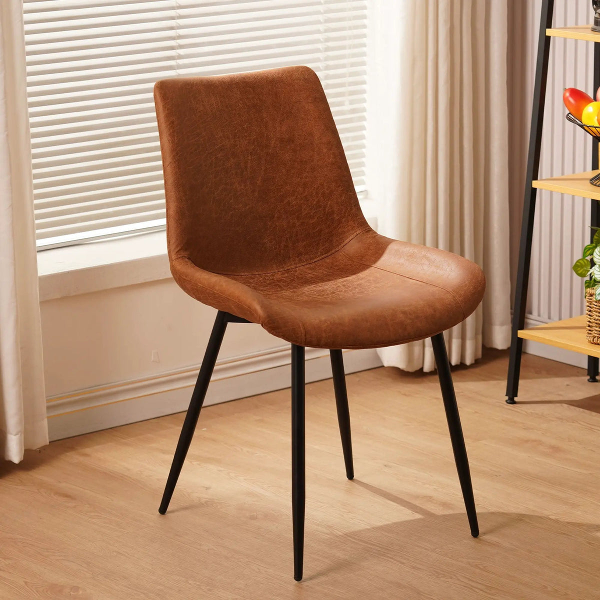 Dining Chairs | Set Of 4 | Brown | Water-Resistant PU Leather Seat