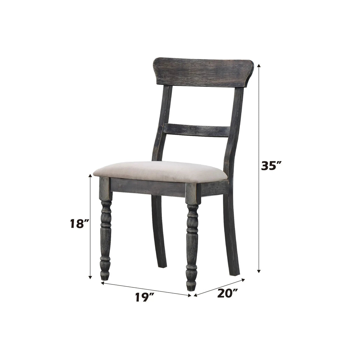 Leventis Linen Side Chairs | Set Of 2 | Light Brown | Weathered Gray Wood Details