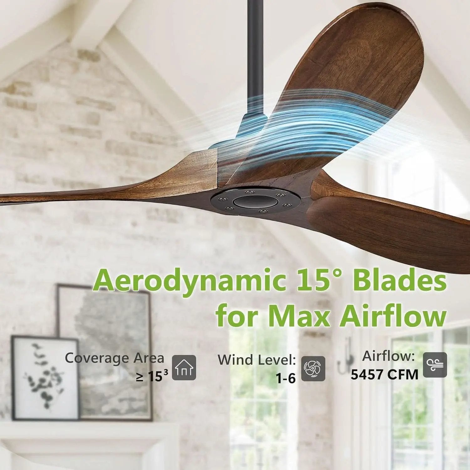 52 Inch Walnut Outdoor Ceiling Fan With Remote Control from PriceLows™