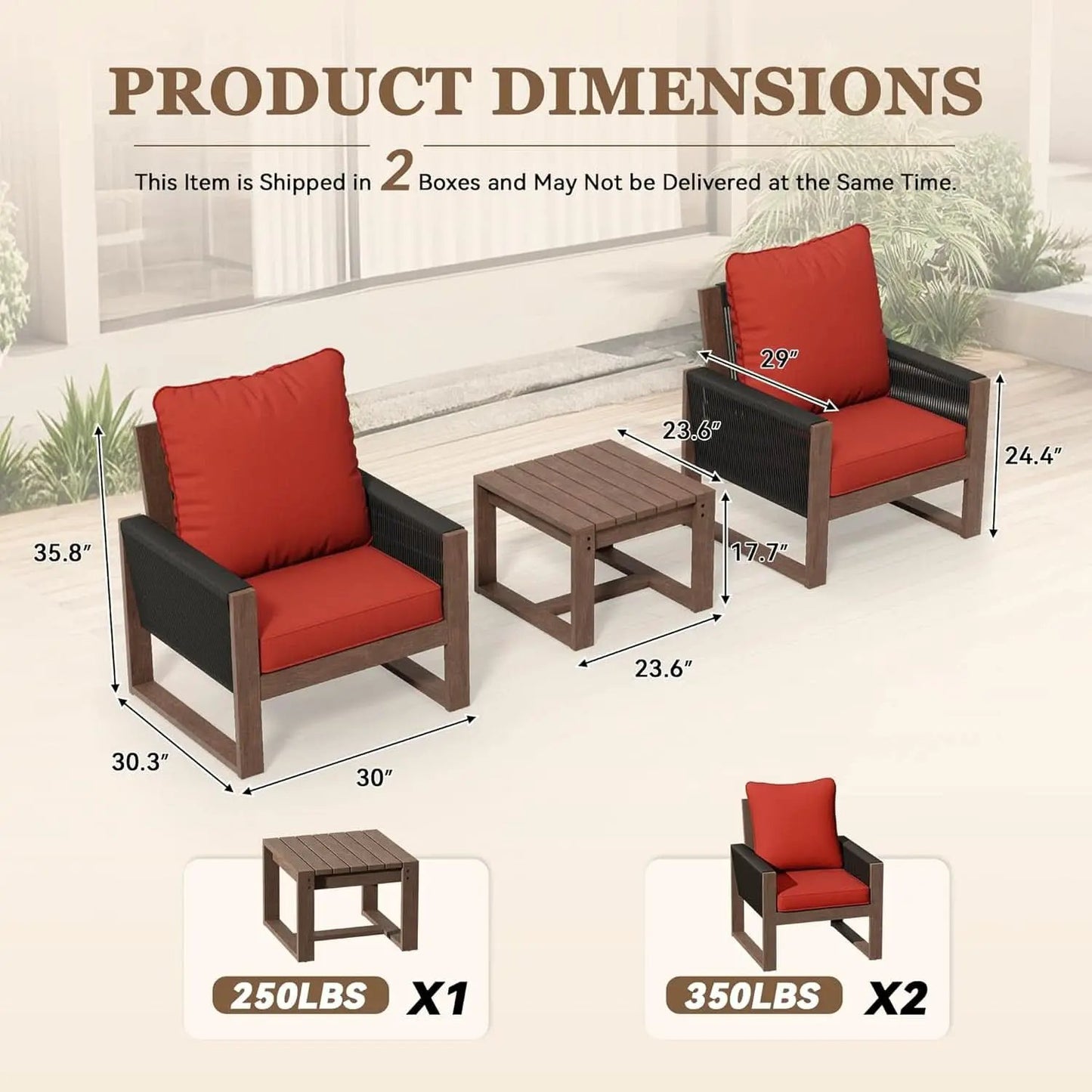 Outdoor 3 Piece Patio Furniture Set with Cushions from PriceLows™