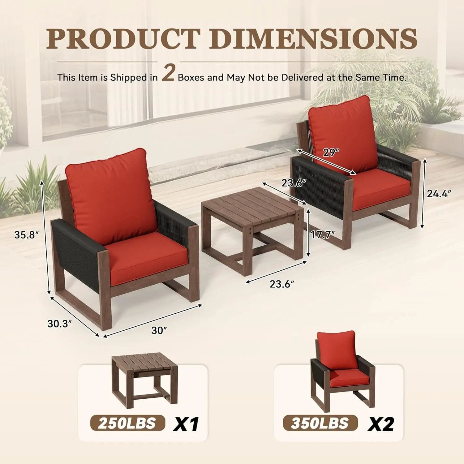 Outdoor 3 Piece Patio Furniture Set with Cushions from PriceLows™