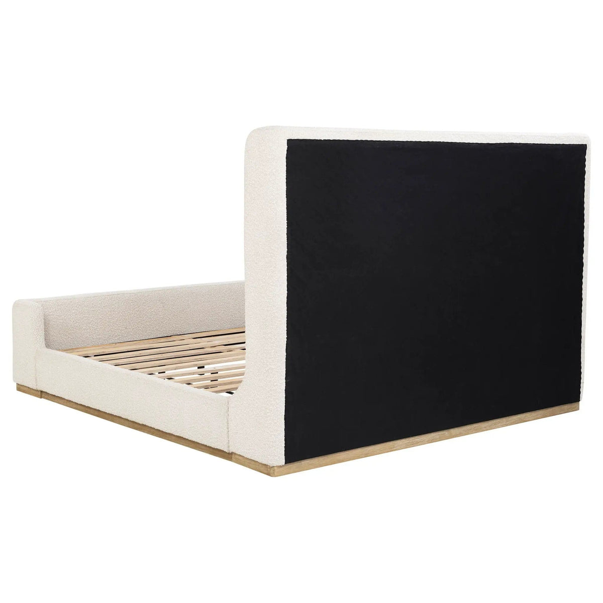Nala Eastern King Bouclé Upholstered Platform Bed | 82.75 x 88.25 x 56.5 in | Rubberwood & Plywood | Cream