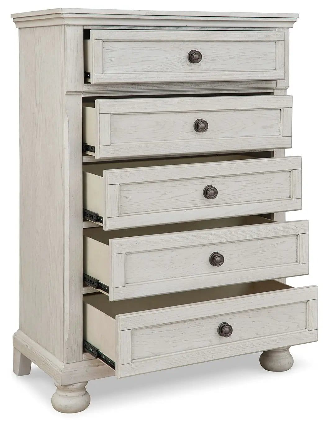 Robbinsdale Five Drawer Chest Youth | 34 x 18 x 47.88 in | Engineered Wood & Oak Veneer | Antique White