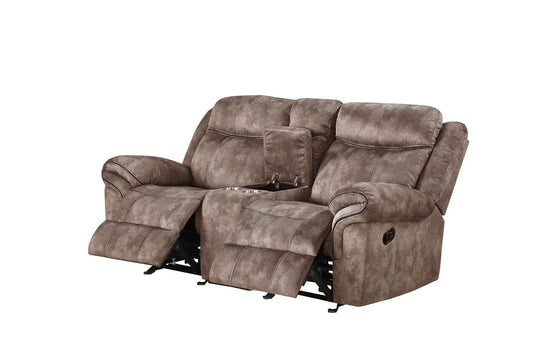 Zubaida Recliner Loveseat | Two-Tone Upholstery | USB Port Console | Glider Motion Reclining