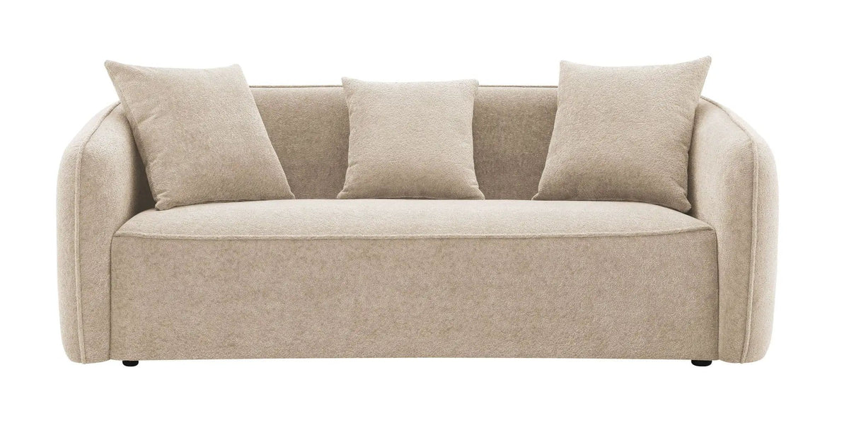Keith Sofa With 3 Matching Color Toss Pillows | 2 Pieces | Fabric & Plywood | Living Room