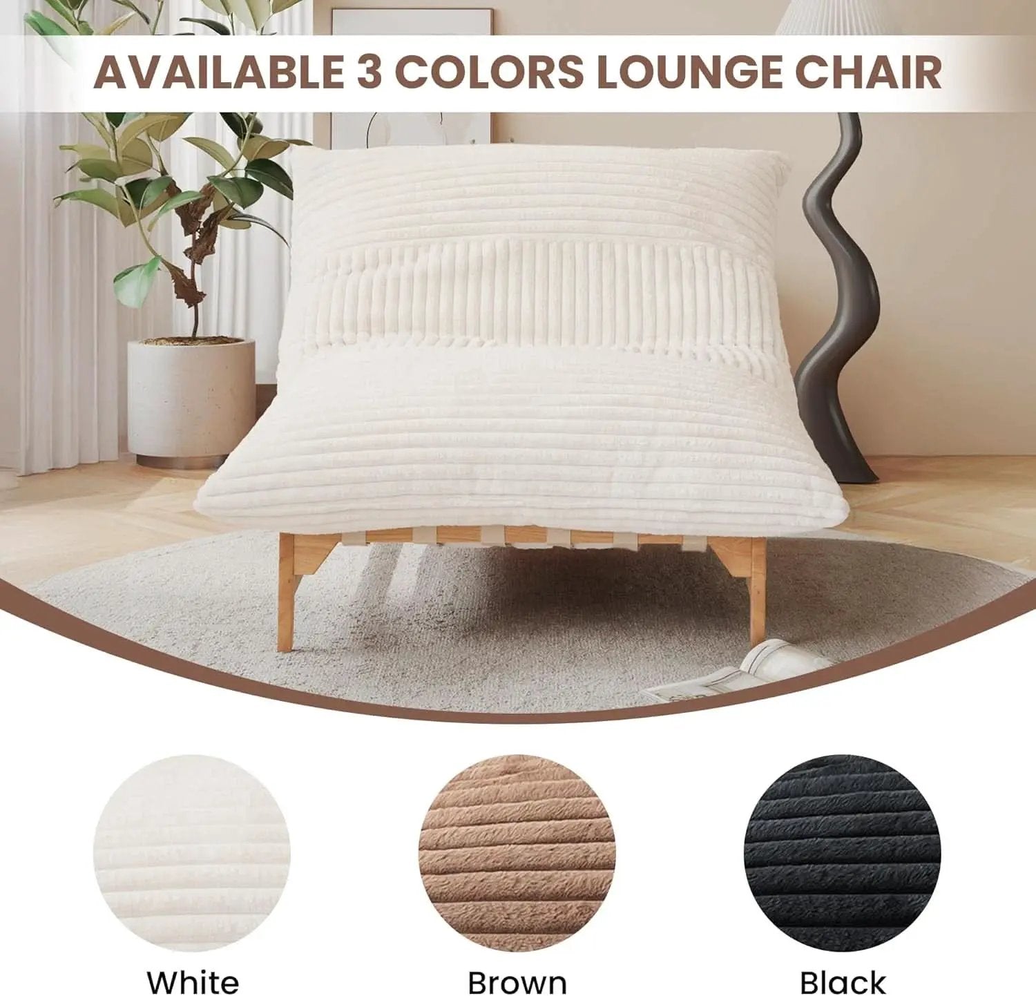 Modern 47.24 Inch Beige Oversized Chaise Lounge Chair from PriceLows™