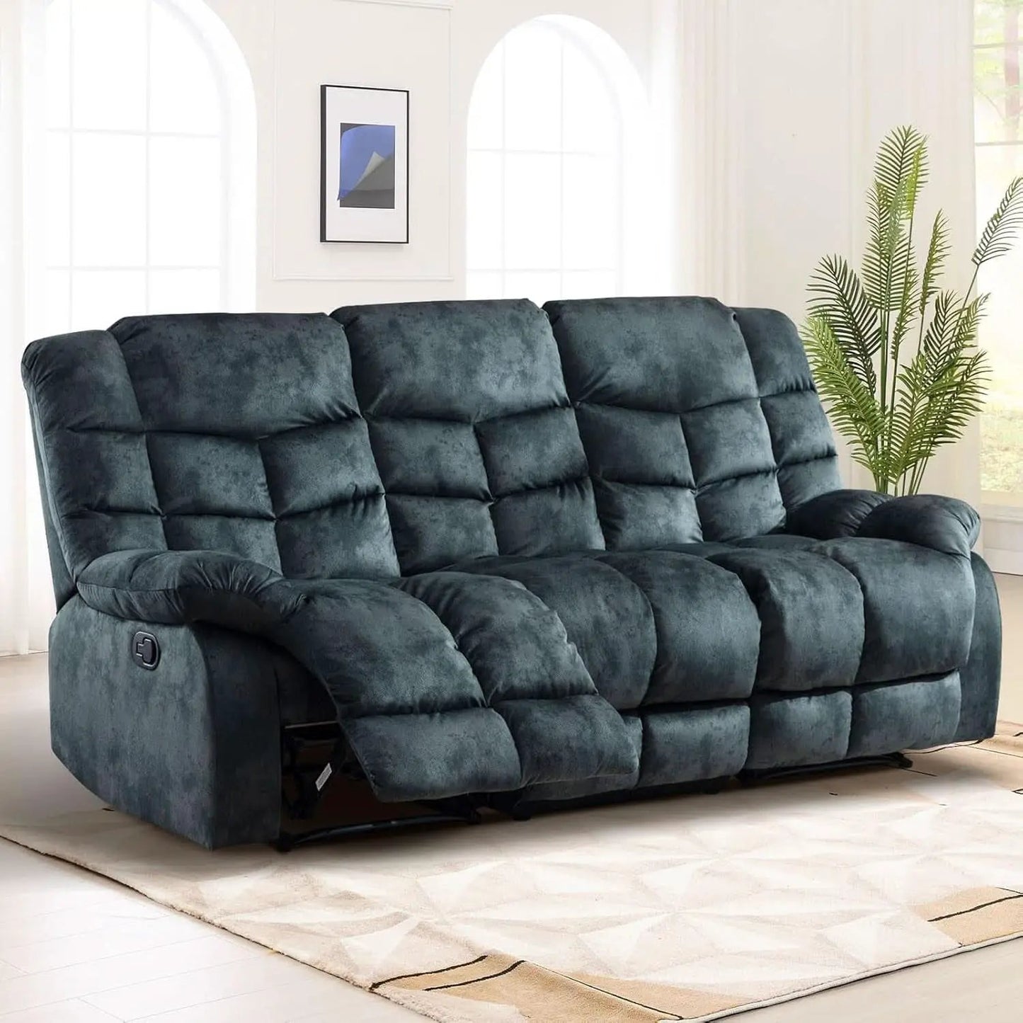 Grey Manual Reclining Living Room Set With One Seat Recliner And 3 Seat Sofa from PriceLows™
