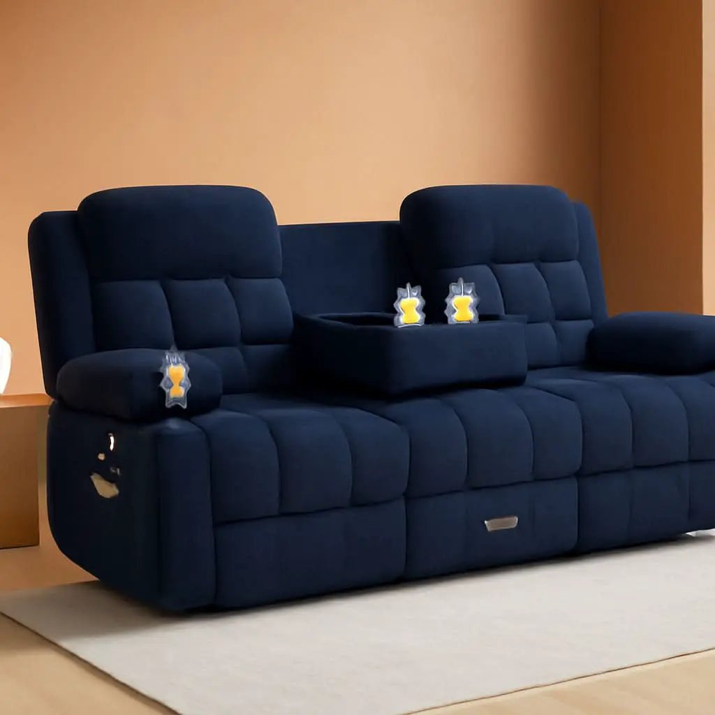 Blue Loveseat Recliner Sofa With Flip Backrest Manual from PriceLows™