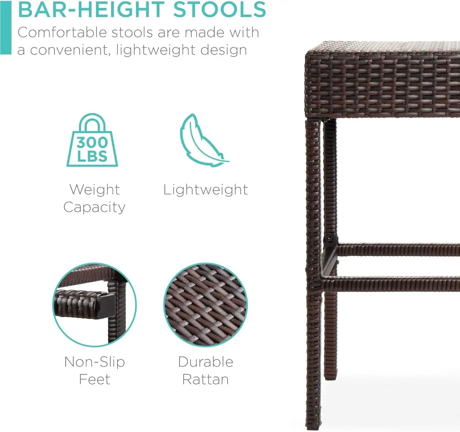 Brown Outdoor Wicker Bar Table Set With Bottle Opener from PriceLows™