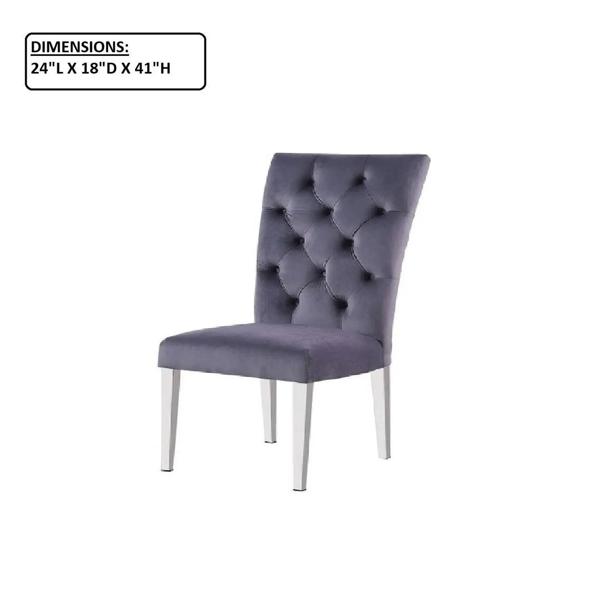 Tufted Dining Chair | Fabric Upholstery | Metal Base | Set Of Two