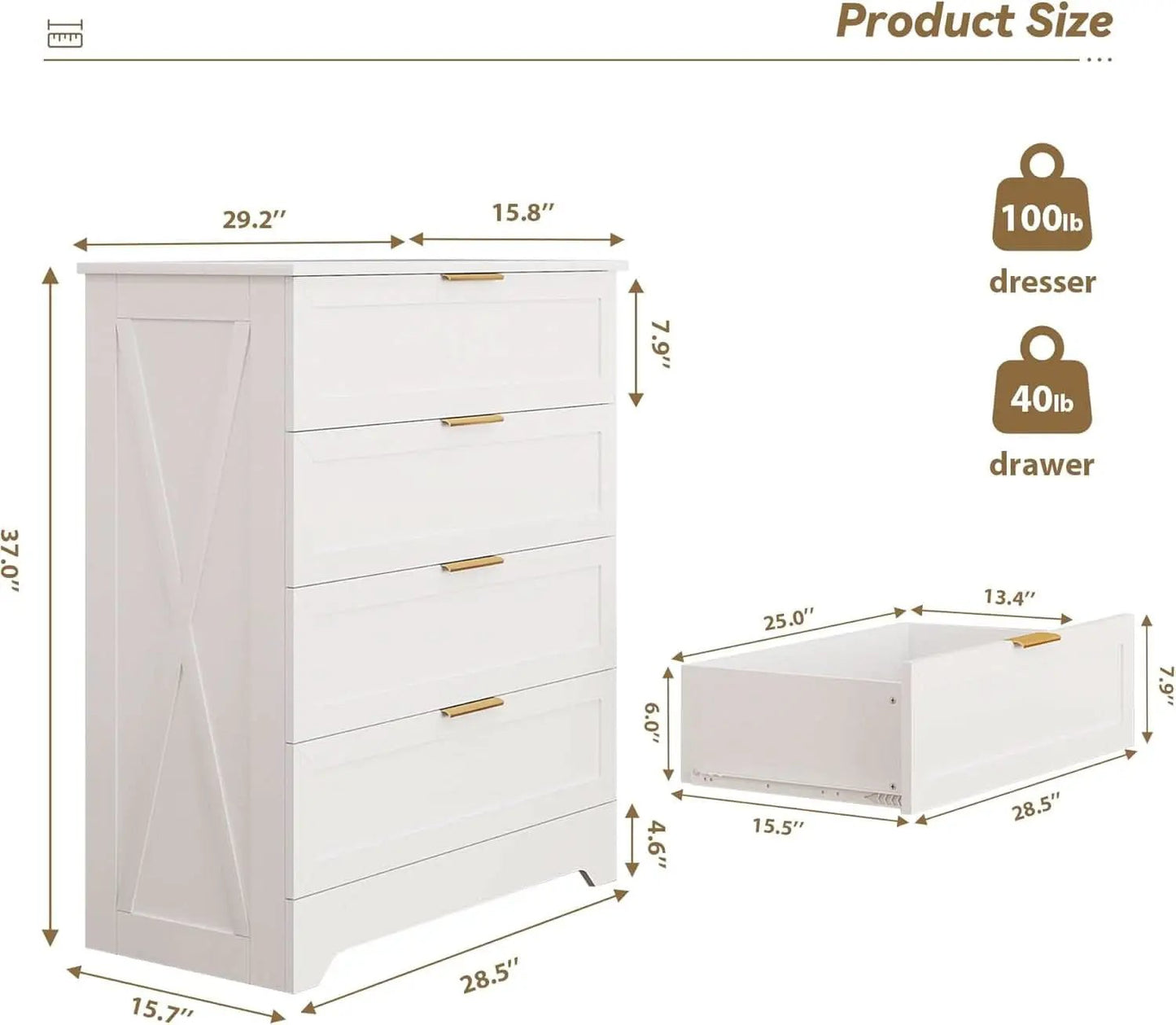 White Lofty Hardwood Dresser With Generous Drawers from PriceLows™