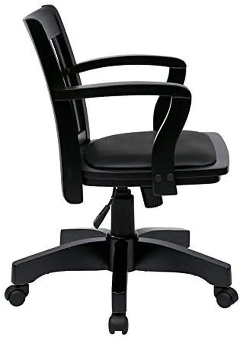 Deluxe Wood Banker Desk Chair Black Adjustable Height Tilt from PriceLows™