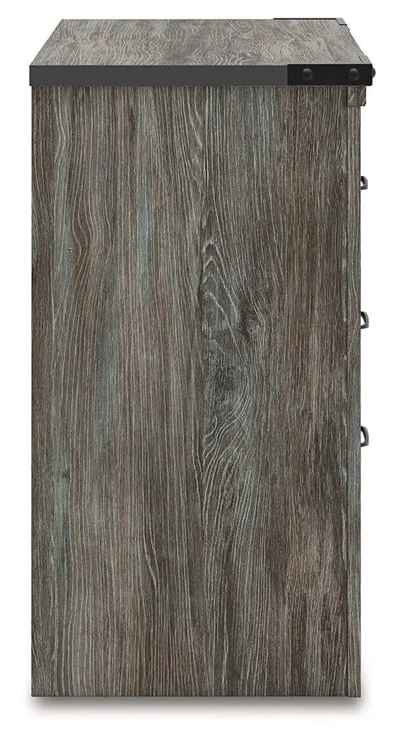 Frandern Two Drawer Night Stand Nightstand | 24.72 x 16.18 x 29.65 in | Engineered Wood & Metal | Gray