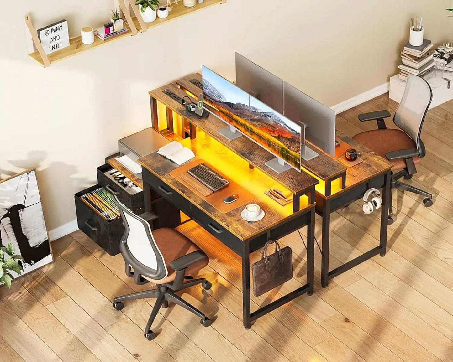 48-Inch Computer Desk With LED Strip And Power Strip from PriceLows™