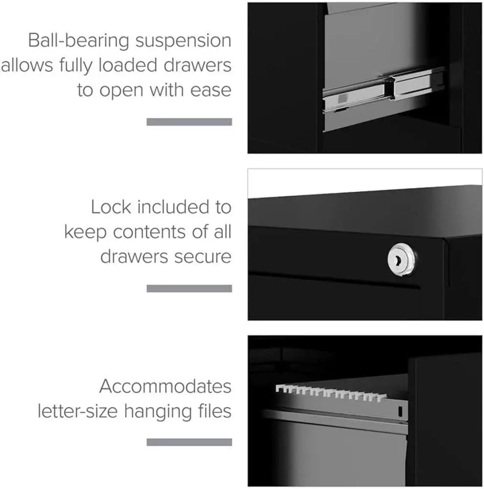 28.38 Inch Vertical Filing Cabinet Lockable Metal For Home Office Use Pre Assembled Letter Size Compatible from PriceLows™