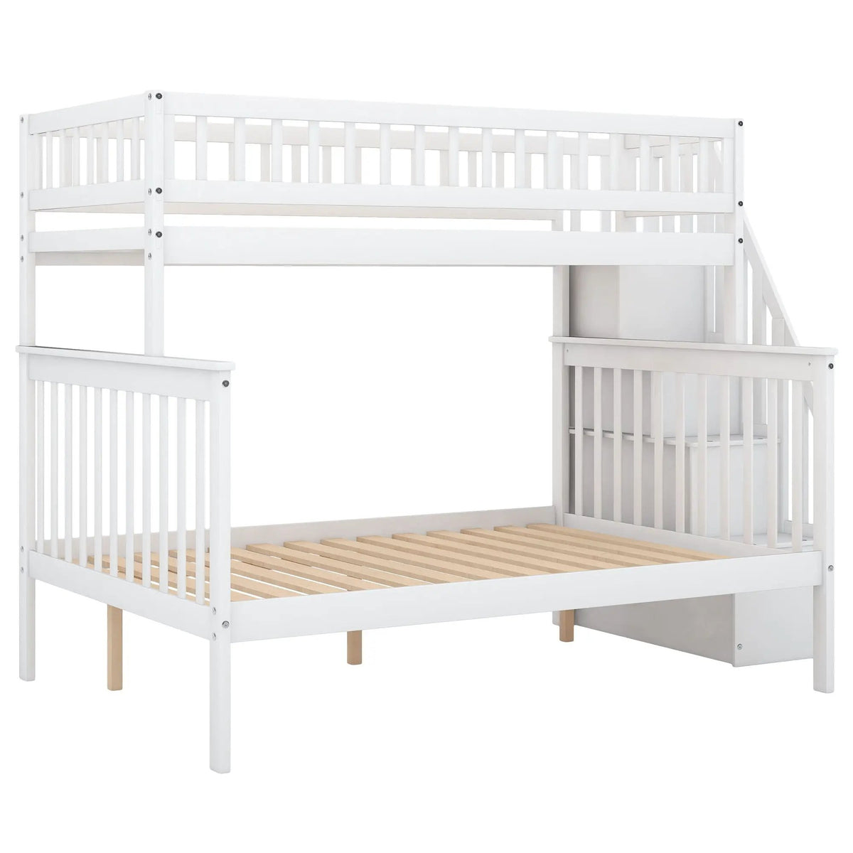 Twin Over Full Bunk Bed | Built In Staircase | Steel Frame